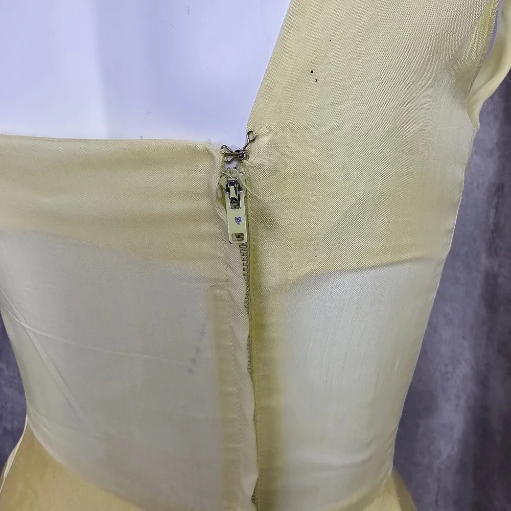 Vintage 60s Joan Leslie By Kasper Yellow Dress‎ Set Sleeveless Bow Detail